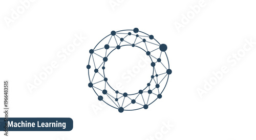 Abstract circular network structure representing machine learning and artificial intelligence concepts on a white background.