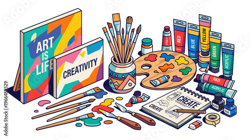 Colorful Art Supplies and Materials.