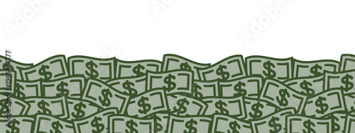 積み重なったお金のシームレスな背景画像。紙幣。（Seamless background image of stacks of money.）
