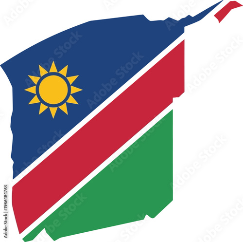Free Download Namibia Map Shape Filled With National Flag Colors Isolated On A White Background Graphic - GFXLoad