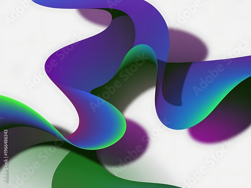Abstract fluid wave design with smooth gradients of purple blue and green colors creating an ethereal and flowing visual effect