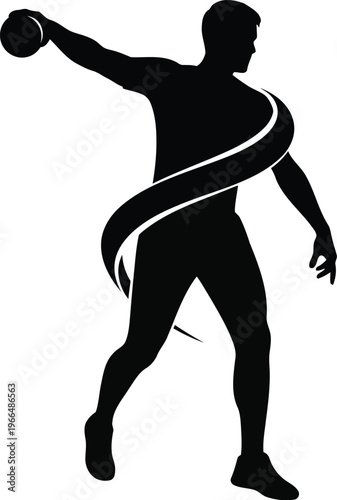 Shot Put Athlete Silhouette Icon Vector Graphic for Track and Field Sports Competition Design Elements
