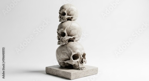 Stacked skulls sculpture a morbid and artistic totem of human remains