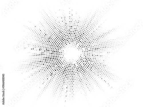 Classic radial starburst halftone design concept with dots texture for retro comic book backgrounds and power visuals.