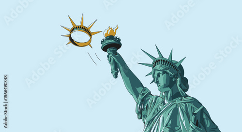 Statue of Liberty copper monument closeup.