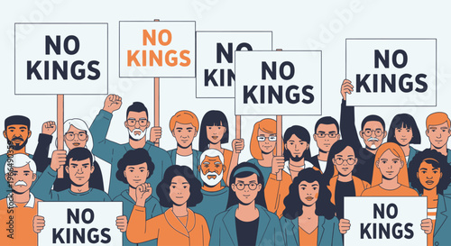 Diverse crowd protesting with signs.