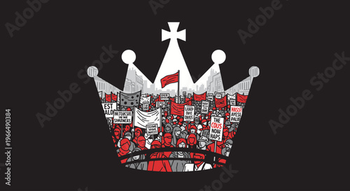 Crown made of many small flags.