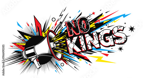 Megaphone with No Kings Slogan.