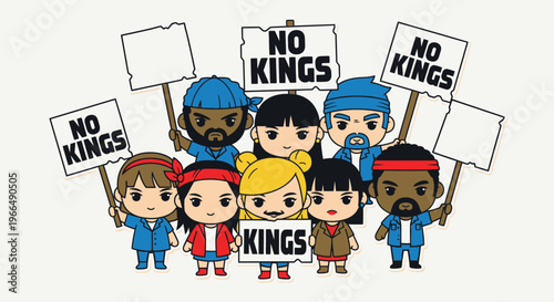 Diverse group of people protesting together.