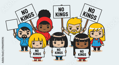 Diverse group of people protesting kings.