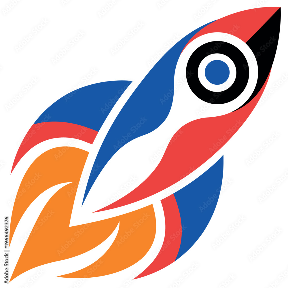 Obraz premium a-stylized--flat-design-silhouette-of-a-rocket-dep.eps