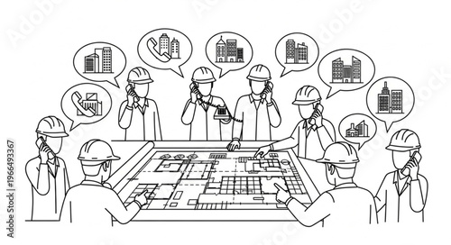 Architects and Engineers Collaborating on Blueprint Design.