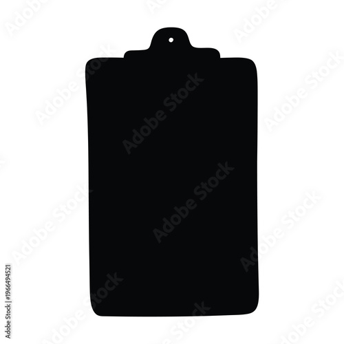 Silhouette of a black clipboard with a hole for hanging purposes