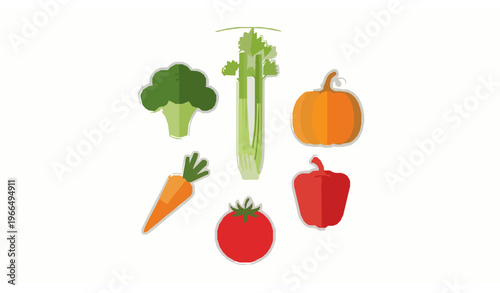 Circular vegetable icon collection flat vector illustration