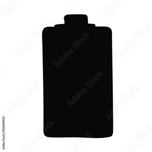Simple black and white silhouette of a battery with rounded corners