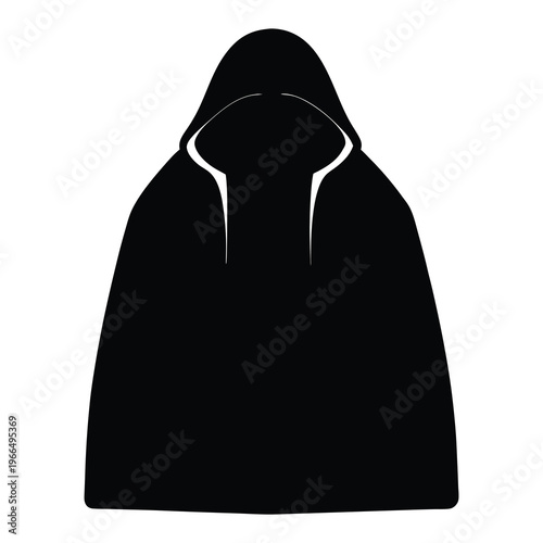 Mysterious black hooded figure casting a shadow in an unsettling silhouette