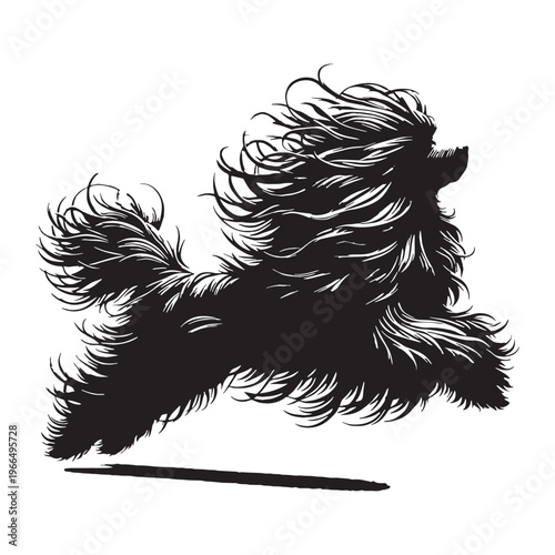 Puli dog unique corded coat breed, Hungarian herding dog, intelligent and agile, energetic worker.