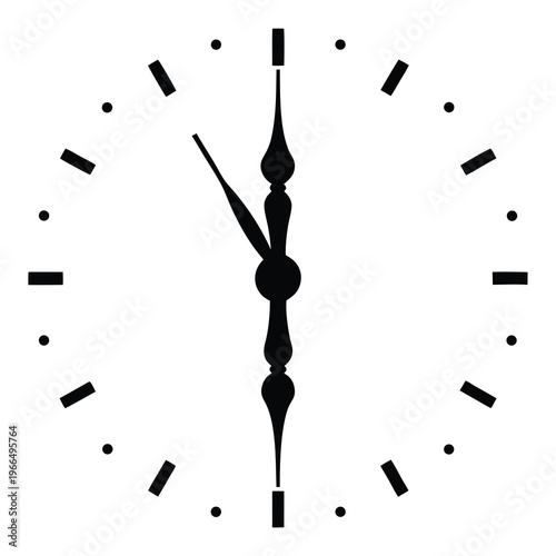 Minimalist Black and White Clock Face Showing a Time around Eleven