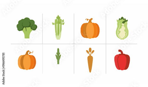 Vegetable icon set flat vector collection healthy food