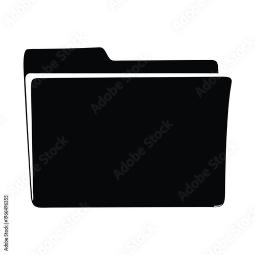 Black folder icon symbolizing file management, storage, and digital organization concept