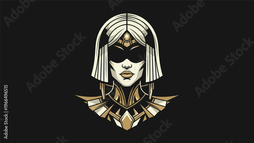 Woman portrait in gold and black design