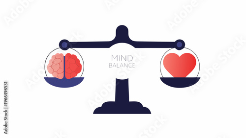 Mind Balance, Brain vs Heart, Emotional Equilibrium, Psychology Icons