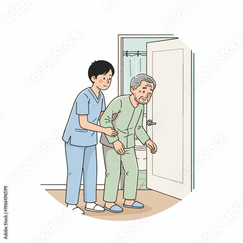 Conceptual vector illustrations of nursing work scenarios.