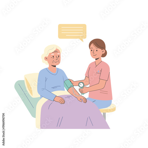 Conceptual vector illustrations of nursing work scenarios.