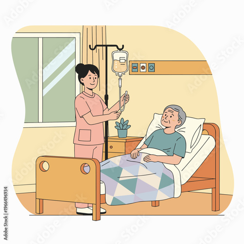 Conceptual vector illustrations of nursing work scenarios.
