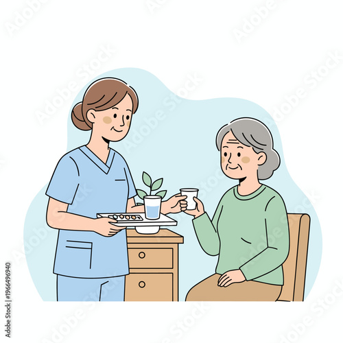 Conceptual vector illustrations of nursing work scenarios.
