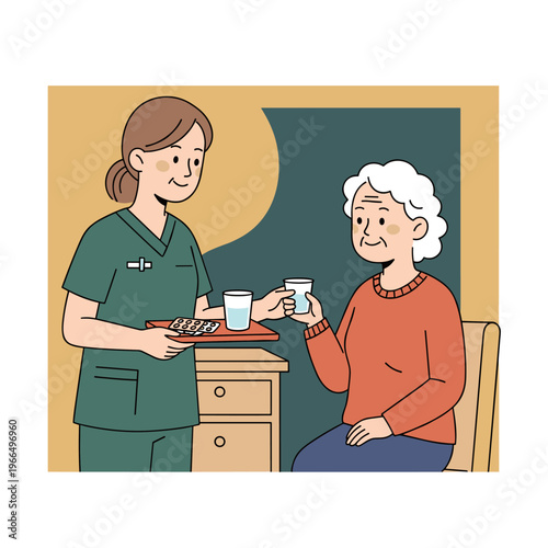 Conceptual vector illustrations of nursing work scenarios.