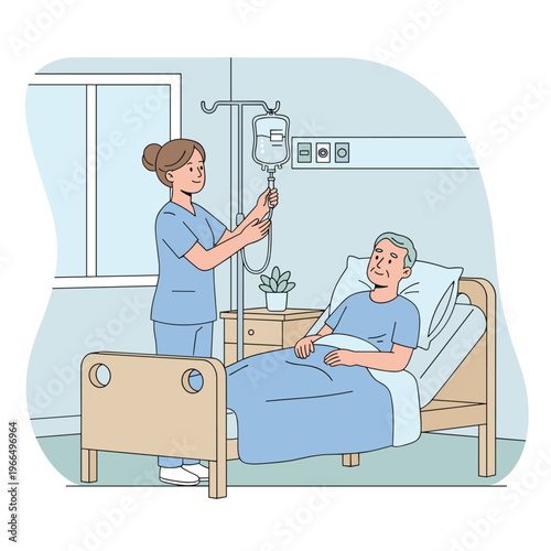 Conceptual vector illustrations of nursing work scenarios.