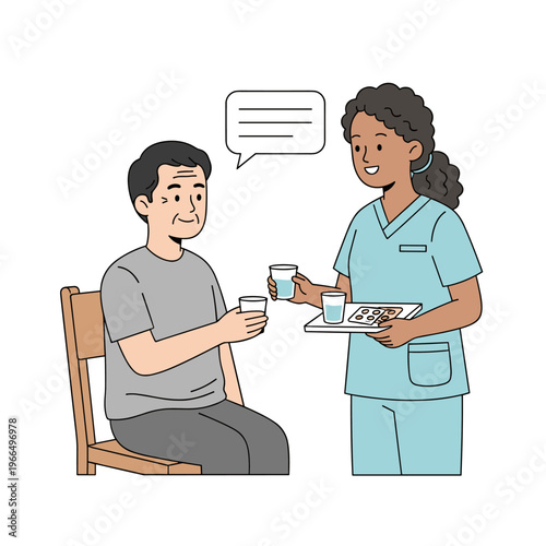 Conceptual vector illustrations of nursing work scenarios.