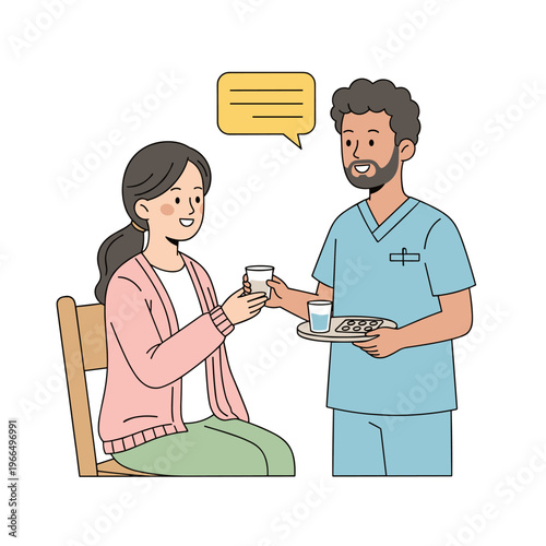Conceptual vector illustrations of nursing work scenarios.