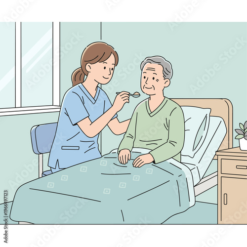 Conceptual vector illustrations of nursing work scenarios.