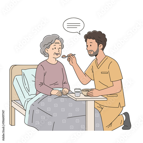 Conceptual vector illustrations of nursing work scenarios.