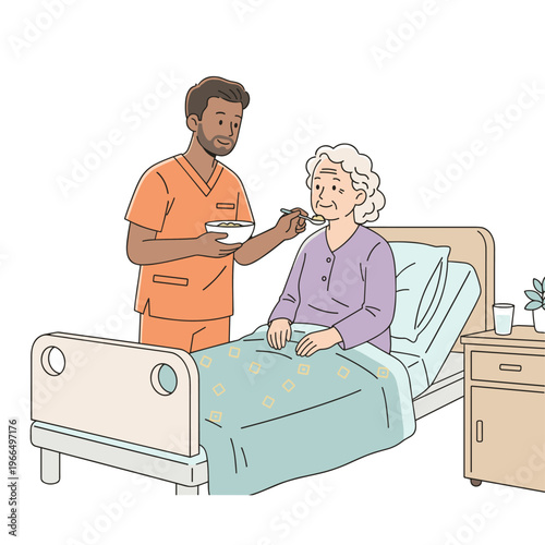Conceptual vector illustrations of nursing work scenarios.