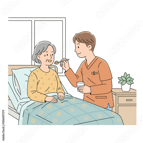 Conceptual vector illustrations of nursing work scenarios.