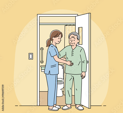 Conceptual vector illustrations of nursing work scenarios.