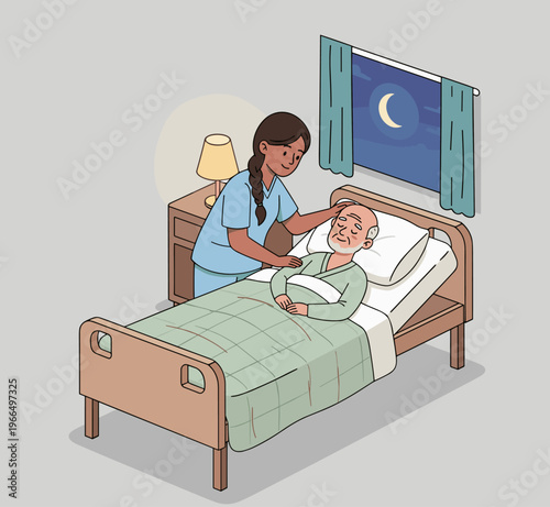 Conceptual vector illustrations of nursing work scenarios.