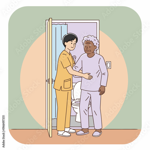 Conceptual vector illustrations of nursing work scenarios.