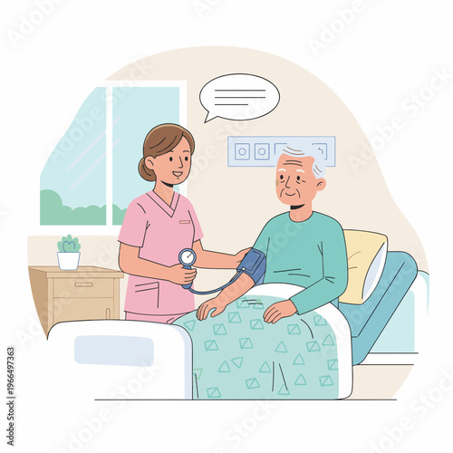 Conceptual vector illustrations of nursing work scenarios.