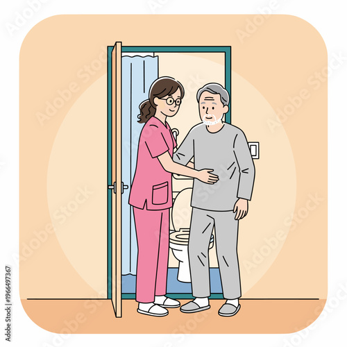 Conceptual vector illustrations of nursing work scenarios.