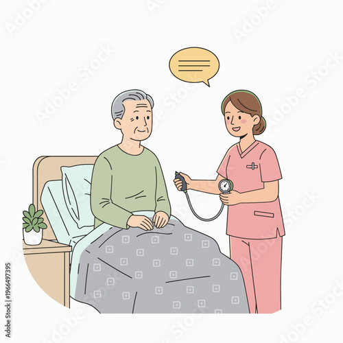 Conceptual vector illustrations of nursing work scenarios.