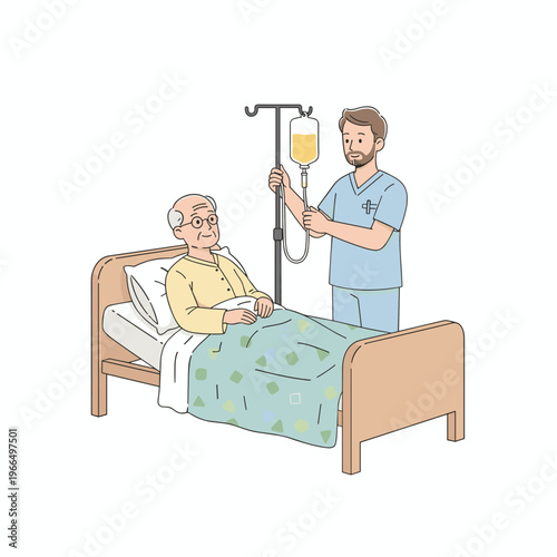 Conceptual vector illustrations of nursing work scenarios.