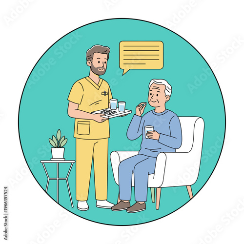 Conceptual vector illustrations of nursing work scenarios.
