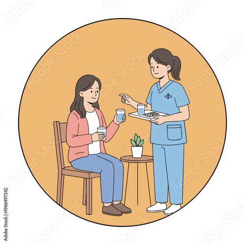 Conceptual vector illustrations of nursing work scenarios.