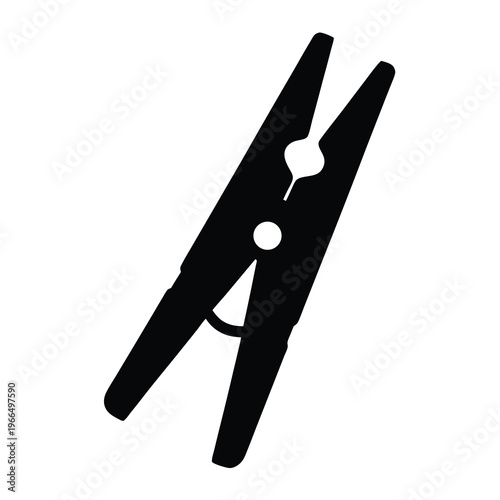 Black and white minimalist illustration of a single wooden clothes peg