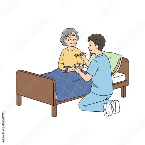 Conceptual vector illustrations of nursing work scenarios.