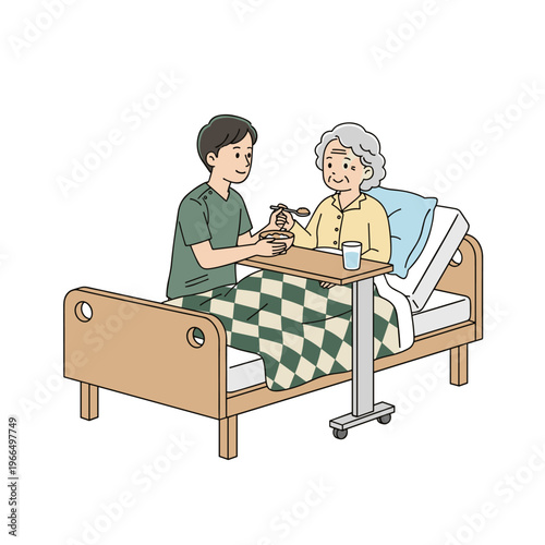 Conceptual vector illustrations of nursing work scenarios.